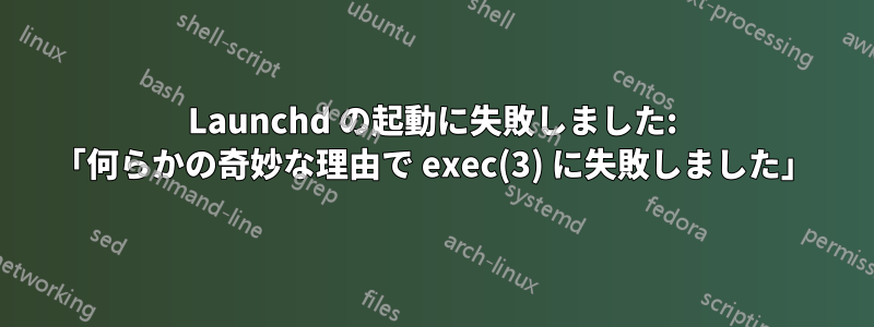 Launchd の起動に失敗しました: 「何らかの奇妙な理由で exec(3) に失敗しました」