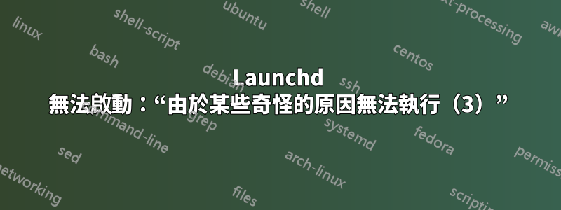 Launchd 無法啟動：“由於某些奇怪的原因無法執行（3）”