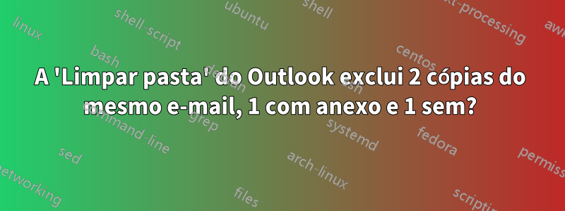 A 'Limpar pasta' do Outlook exclui 2 cópias do mesmo e-mail, 1 com anexo e 1 sem?