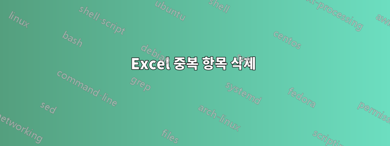 Excel 중복 항목 삭제