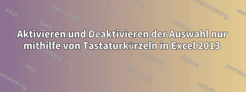 Aktivieren und Deaktivieren der Auswahl nur mithilfe von Tastaturkürzeln in Excel 2013