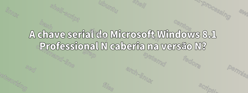 A chave serial do Microsoft Windows 8.1 Professional N caberia na versão N?