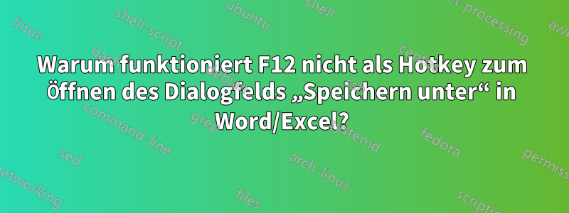 Warum funktioniert F12 nicht als Hotkey zum Öffnen des Dialogfelds „Speichern unter“ in Word/Excel?