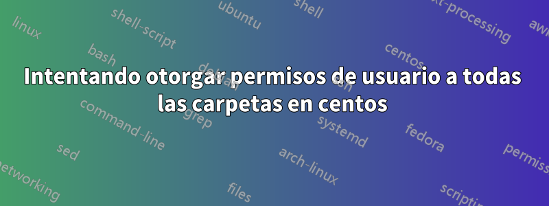 Intentando otorgar permisos de usuario a todas las carpetas en centos