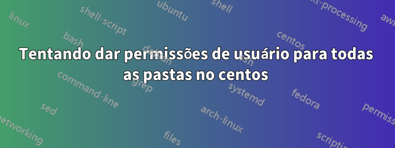 Tentando dar permissões de usuário para todas as pastas no centos