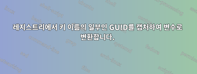 레지스트리에서 키 이름의 일부인 GUID를 캡처하여 변수로 변환합니다.