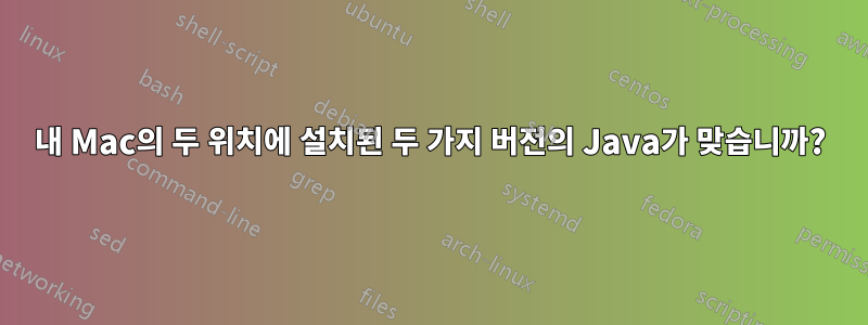 내 Mac의 두 위치에 설치된 두 가지 버전의 Java가 맞습니까?