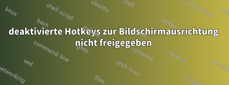 deaktivierte Hotkeys zur Bildschirmausrichtung nicht freigegeben