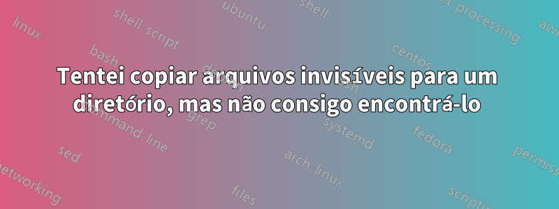 Tentei copiar arquivos invisíveis para um diretório, mas não consigo encontrá-lo