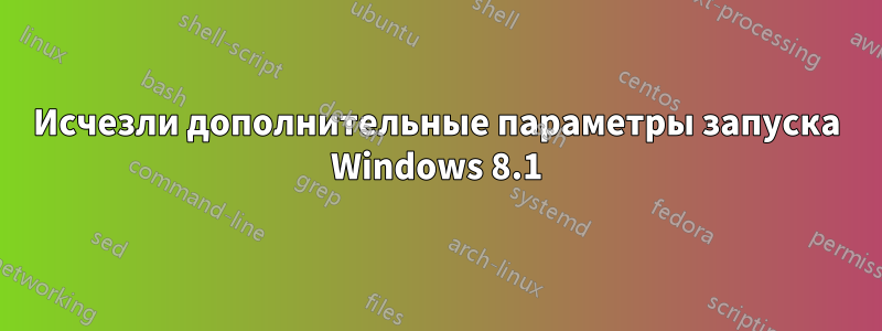 Исчезли дополнительные параметры запуска Windows 8.1