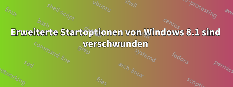 Erweiterte Startoptionen von Windows 8.1 sind verschwunden