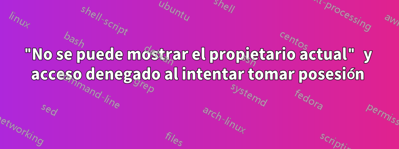 "No se puede mostrar el propietario actual" y acceso denegado al intentar tomar posesión