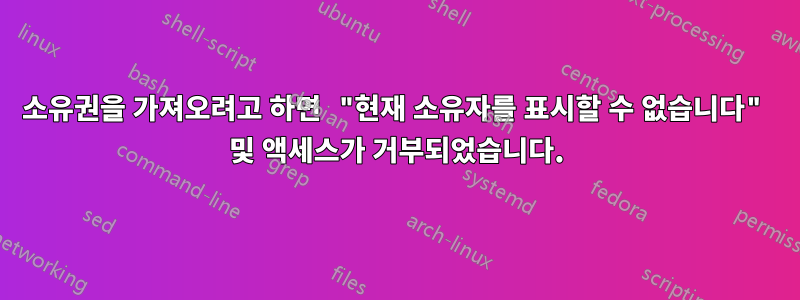 소유권을 가져오려고 하면 "현재 소유자를 표시할 수 없습니다" 및 액세스가 거부되었습니다.