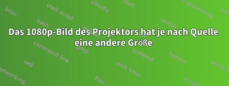 Das 1080p-Bild des Projektors hat je nach Quelle eine andere Größe