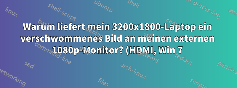 Warum liefert mein 3200x1800-Laptop ein verschwommenes Bild an meinen externen 1080p-Monitor? (HDMI, Win 7)