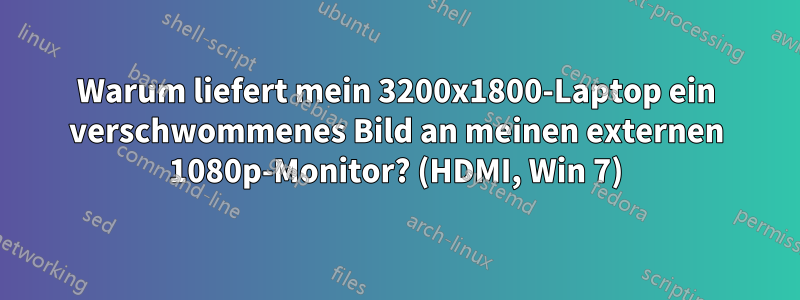 Warum liefert mein 3200x1800-Laptop ein verschwommenes Bild an meinen externen 1080p-Monitor? (HDMI, Win 7)