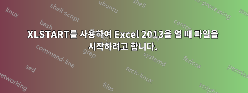 XLSTART를 사용하여 Excel 2013을 열 때 파일을 시작하려고 합니다.