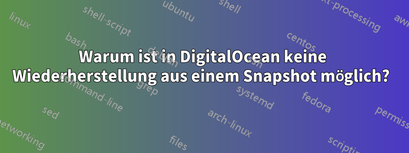 Warum ist in DigitalOcean keine Wiederherstellung aus einem Snapshot möglich? 