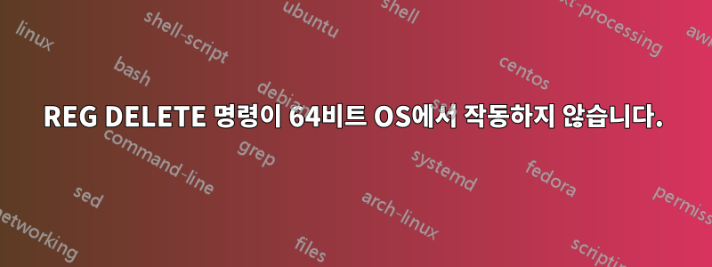 REG DELETE 명령이 64비트 OS에서 작동하지 않습니다.