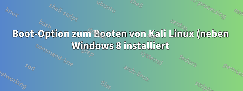 Boot-Option zum Booten von Kali Linux (neben Windows 8 installiert) nicht verfügbar