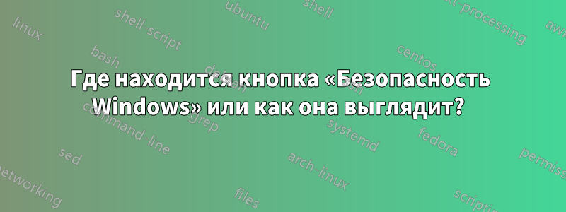 Где находится кнопка «Безопасность Windows» или как она выглядит? 