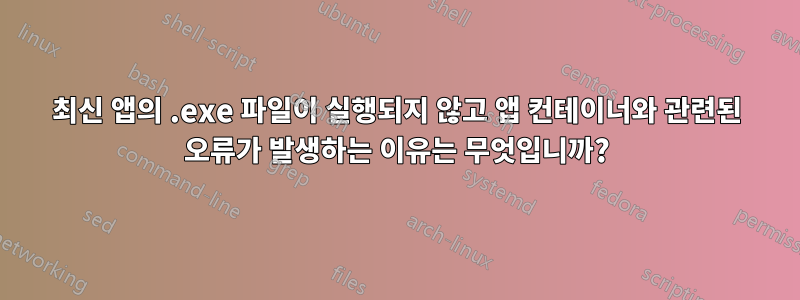 최신 앱의 .exe 파일이 실행되지 않고 앱 컨테이너와 관련된 오류가 발생하는 이유는 무엇입니까?