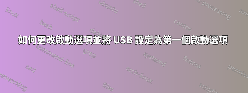 如何更改啟動選項並將 USB 設定為第一個啟動選項