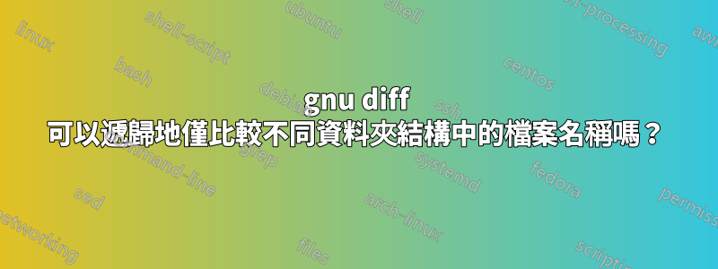 gnu diff 可以遞歸地僅比較不同資料夾結構中的檔案名稱嗎？