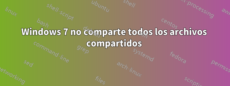 Windows 7 no comparte todos los archivos compartidos