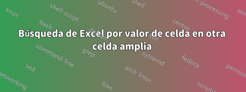 Búsqueda de Excel por valor de celda en otra celda amplia