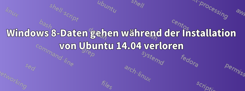 Windows 8-Daten gehen während der Installation von Ubuntu 14.04 verloren