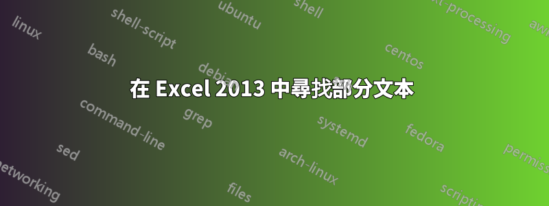 在 Excel 2013 中尋找部分文本