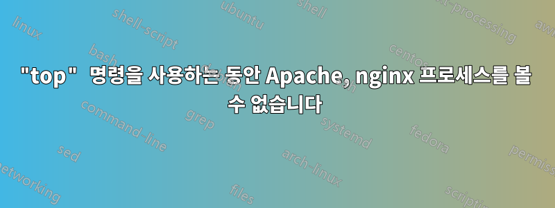 "top" 명령을 사용하는 동안 Apache, nginx 프로세스를 볼 수 없습니다