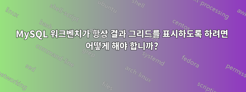 MySQL 워크벤치가 항상 결과 그리드를 표시하도록 하려면 어떻게 해야 합니까?