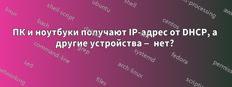 ПК и ноутбуки получают IP-адрес от DHCP, а другие устройства — нет?