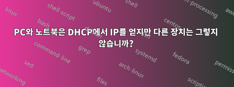 PC와 노트북은 DHCP에서 IP를 얻지만 다른 장치는 그렇지 않습니까?