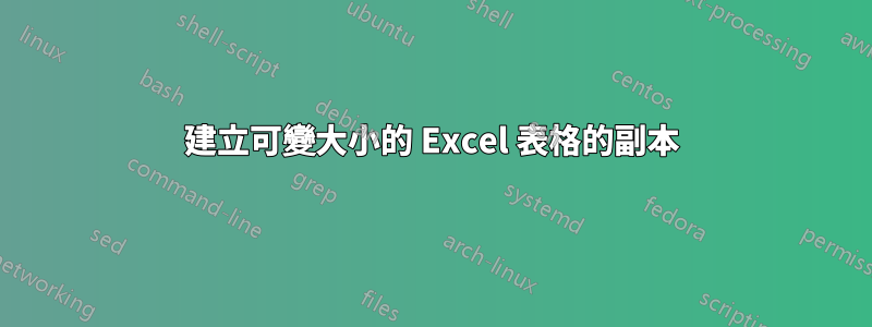 建立可變大小的 Excel 表格的副本