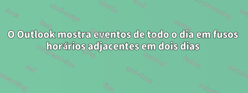 O Outlook mostra eventos de todo o dia em fusos horários adjacentes em dois dias