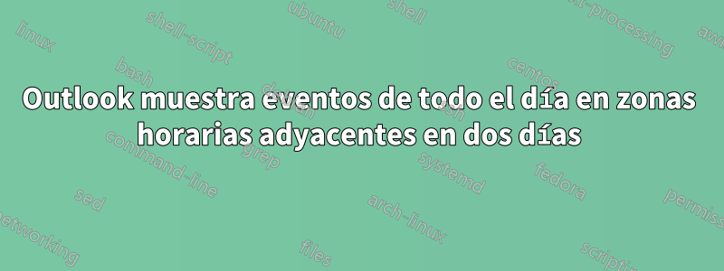 Outlook muestra eventos de todo el día en zonas horarias adyacentes en dos días