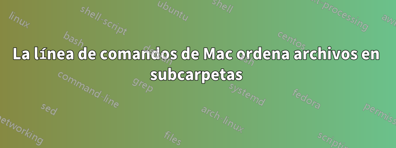 La línea de comandos de Mac ordena archivos en subcarpetas