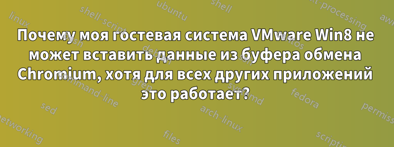 Почему моя гостевая система VMware Win8 не может вставить данные из буфера обмена Chromium, хотя для всех других приложений это работает?