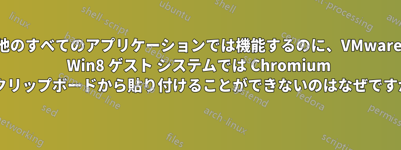 他のすべてのアプリケーションでは機能するのに、VMware Win8 ゲスト システムでは Chromium のクリップボードから貼り付けることができないのはなぜですか?