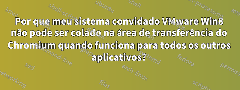 Por que meu sistema convidado VMware Win8 não pode ser colado na área de transferência do Chromium quando funciona para todos os outros aplicativos?