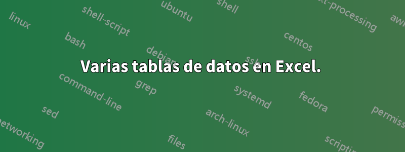 Varias tablas de datos en Excel.