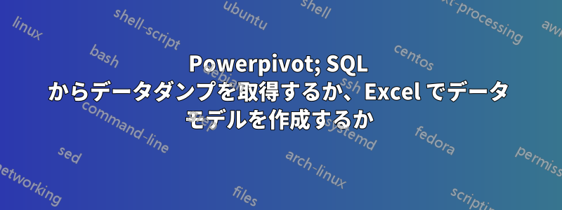 Powerpivot; SQL からデータダンプを取得するか、Excel でデータ モデルを作成するか