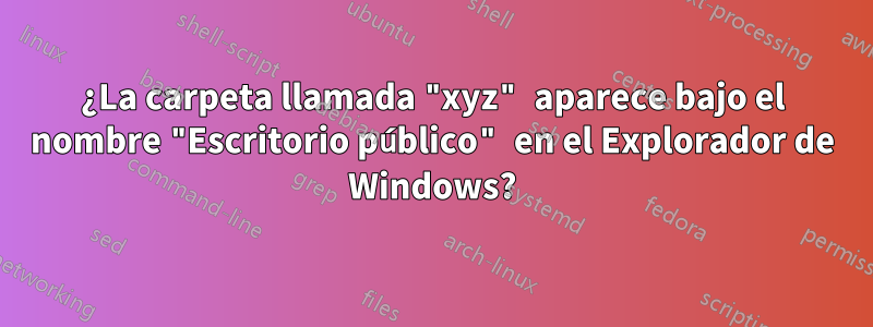 ¿La carpeta llamada "xyz" aparece bajo el nombre "Escritorio público" en el Explorador de Windows?