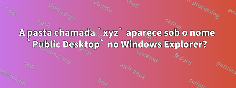 A pasta chamada `xyz` aparece sob o nome `Public Desktop` no Windows Explorer?