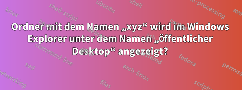 Ordner mit dem Namen „xyz“ wird im Windows Explorer unter dem Namen „Öffentlicher Desktop“ angezeigt?