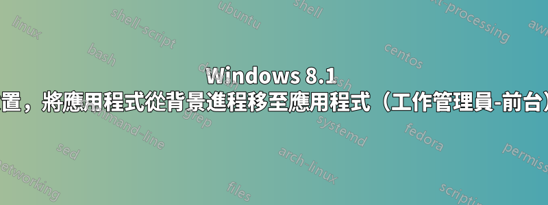 Windows 8.1 設置，將應用程式從背景進程移至應用程式（工作管理員-前台）