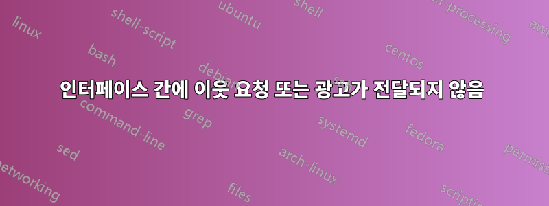 인터페이스 간에 이웃 요청 또는 광고가 전달되지 않음